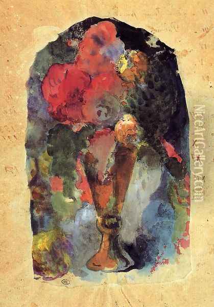 Vase Of Flowers (after Delacroix) Oil Painting - Paul Gauguin