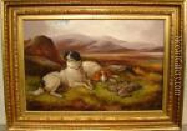 Hunting Dogs With Rabbits Oil Painting - Robert Cleminson