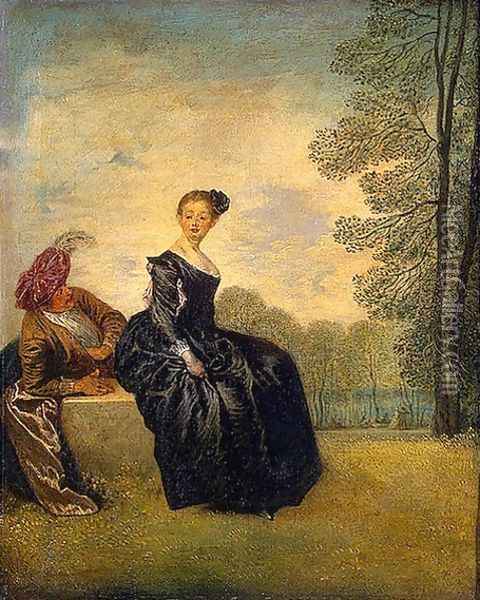 The Schmollende Oil Painting - Jean-Antoine Watteau