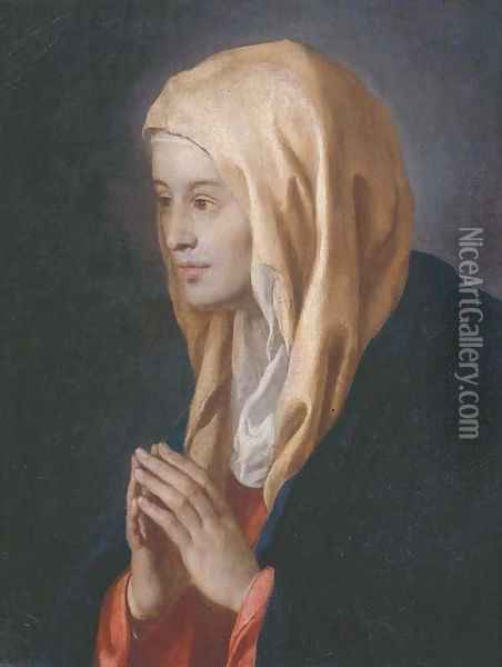 The Madonna at prayer Oil Painting - Giovanni Battiata Salvi, Il Sassoferrato