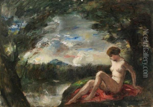 Akt A Szabadban Oil Painting - Bela Ivanyi Grunwald