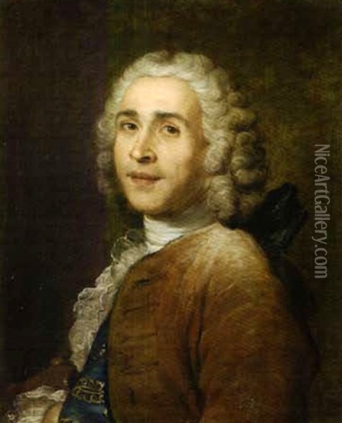 Portrait D'un Gentilhomme En Buste De Trois-quart A Gauche Oil Painting - Donat Nonotte