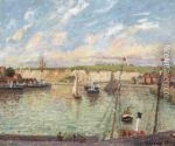 L'avant-port De Dieppe, Apres-midi, Temps Lumineux Oil Painting - Camille Pissarro