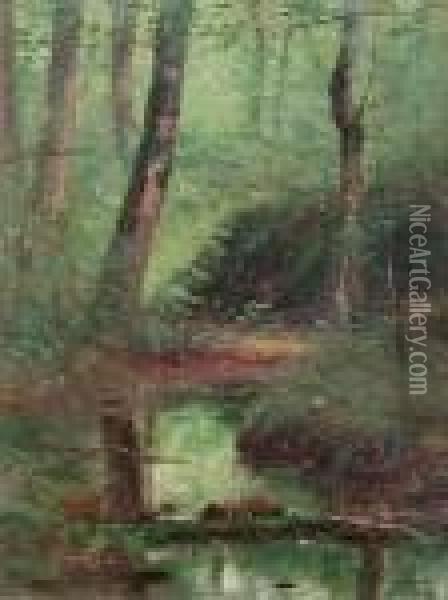 Forest Stream Oil Painting - Joseph H. Greenwood