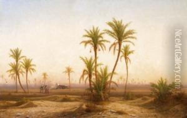 Sivatagi Taj Satorozo Beduinokkal Oil Painting - Antal Ligeti