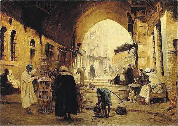 Street In Jerusalem Oil Painting - Fritz Grotemeyer