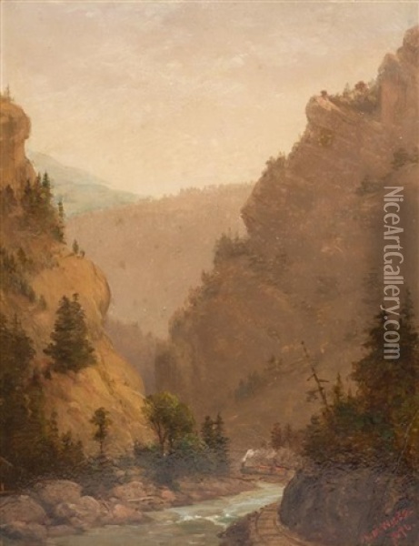 Clear Creek Canyon, Rocky Mountains Oil Painting - Lemuel Maynard Wiles