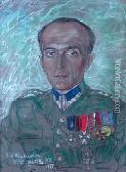 Portret Wojskowego Oil Painting - Stanislaw Ignacy Witkiewicz-Witkacy