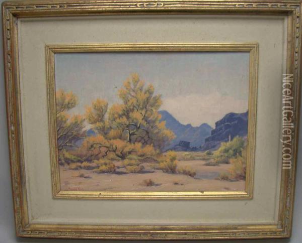 Southwestern Desert Landscape Oil Painting - Arnold Otto Krug
