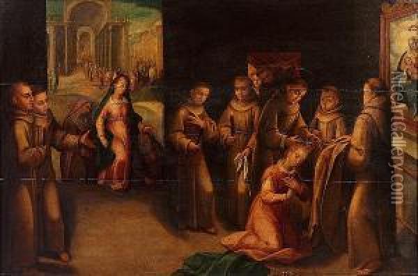 Scenes From The Life Of Saint Clare Of Assisi Oil Painting - Francesco Pacheco