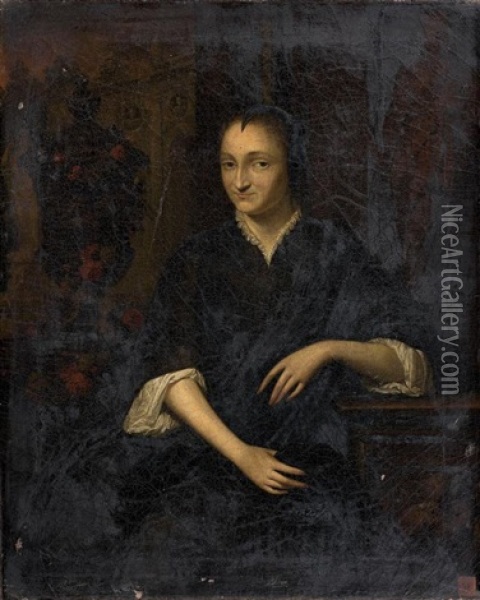 Portrait De Femme Accoudee Oil Painting - Elias van Nymegen