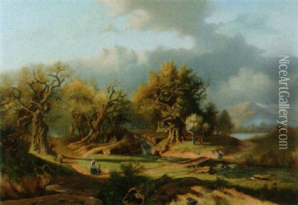 Sonnige Landschaft Mit Staffagefigren Oil Painting - Henry David Verbeeck