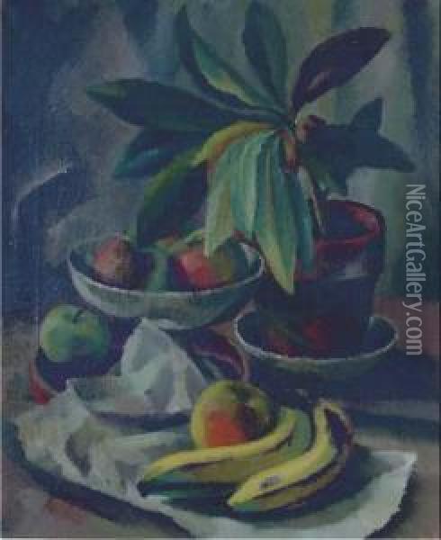 Bananas And Apples In A Compote Oil Painting - Edward Middleton Manigault