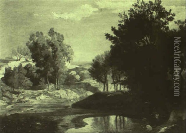 Badende Im Teich Oil Painting - Johann Wilhelm Schirmer