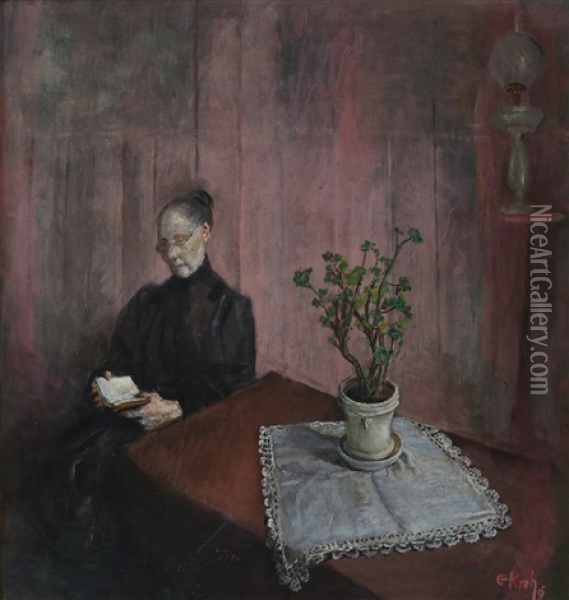 Enkefru Hansen Oil Painting - Christian Krohg