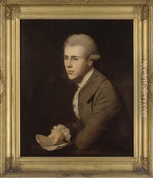 Portrait Of A Young Man Oil Painting - Josepf Wright Of Derby