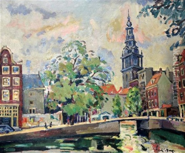 Church In Amsterdam Oil Painting - Emile Baes