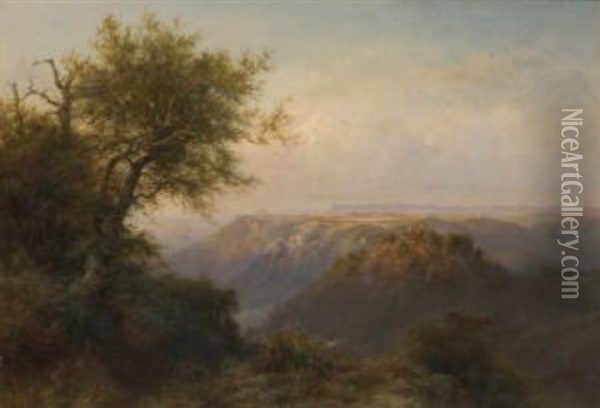 Italienische Landschaft (bei Civita Castellana?) Oil Painting - Johann Adolf Hoeffler