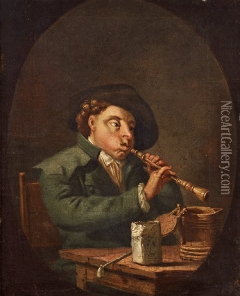 A Flute Player Oil Painting - Pehr Hillestroem
