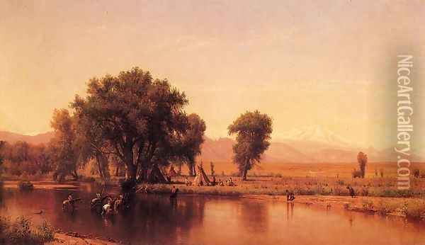 Crossing the Ford Oil Painting - Thomas Worthington Whittredge
