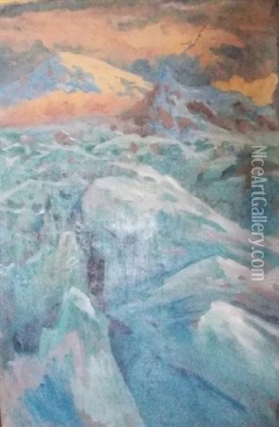 Glacier Dans Le Caucase Oil Painting - Evgeniy Ivanovich Pospolitaki