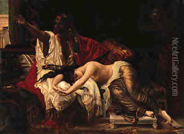 Othello and Desdemona Oil Painting - English School