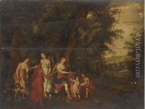 Diana And Her Maidens After The Hunt Oil Painting - Hendrik van Balen