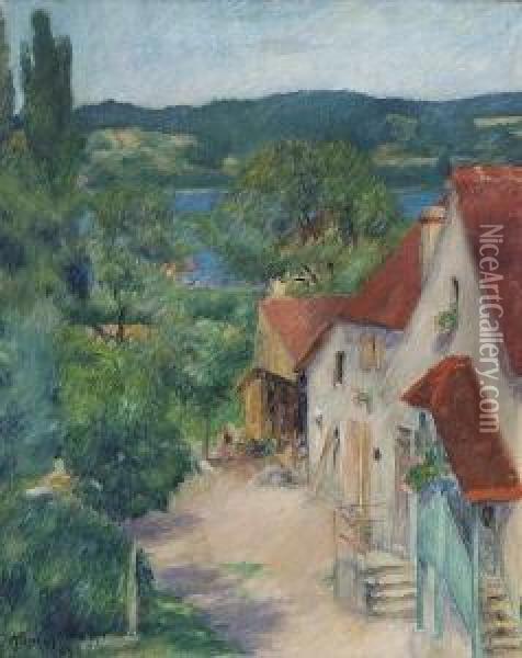 Hauser Am See (provence). Oil Painting - Eugen Hamm