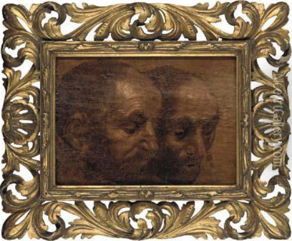 A Study Of Two Heads Oil Painting - Sir Anthony Van Dyck