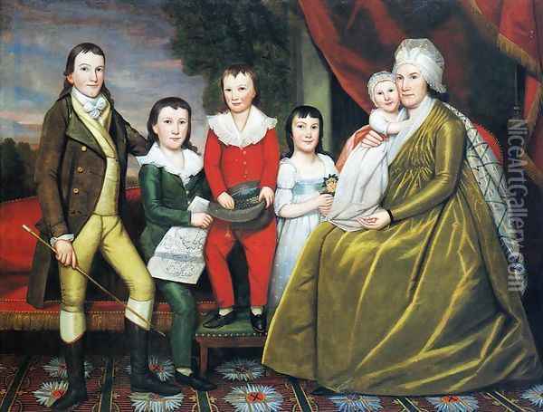 Mrs. Noah Smith and Her Children Oil Painting - Ralph Earl