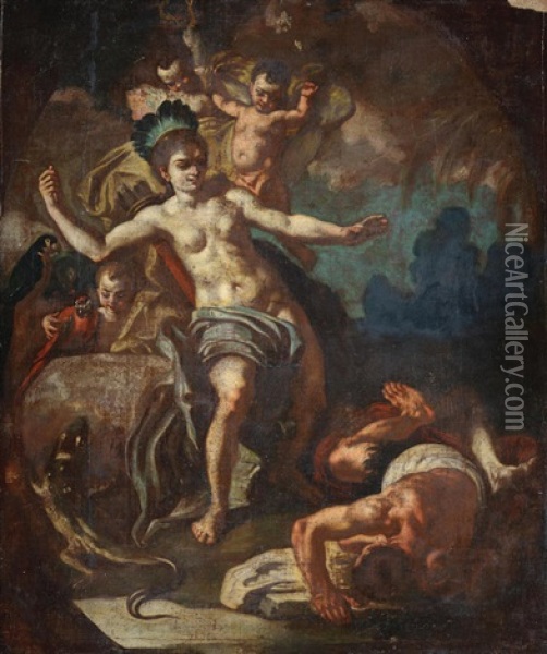 An Allegory Of America Oil Painting - Francesco Solimena