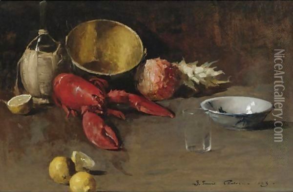 Still Life With Lemons And Lobster Oil Painting - Emil Carlsen