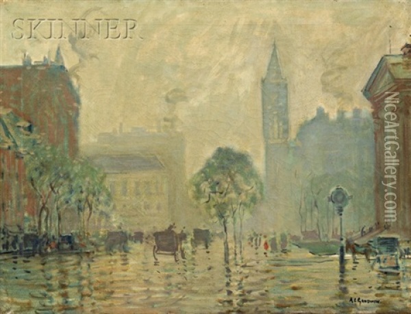 Rain And Mist, Boylston Oil Painting - Arthur Clifton Goodwin
