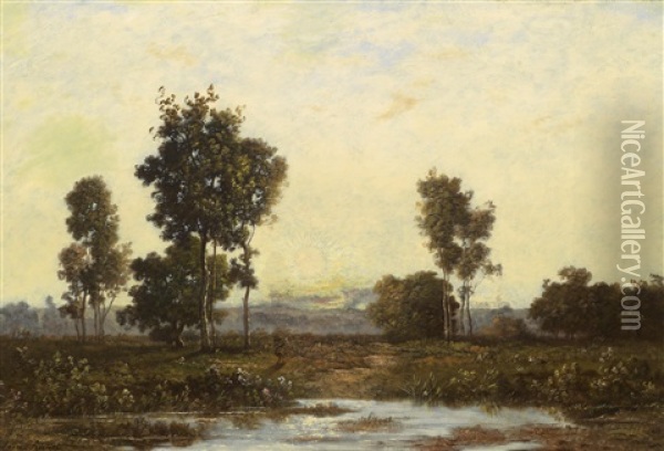 Landschaft Bei Sonnenaufgang Oil Painting - Leon Richet