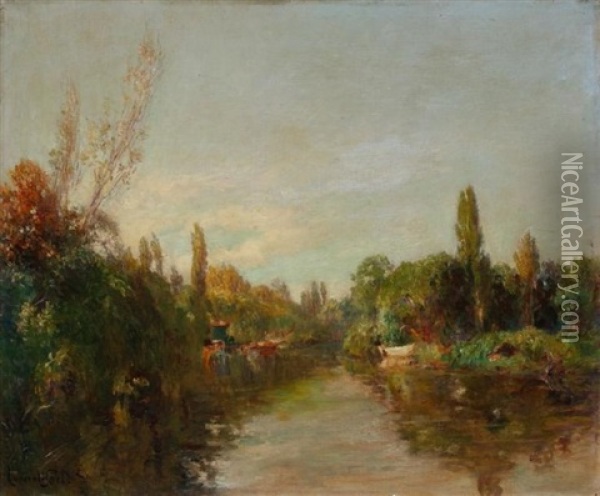 Bord De Riviere Oil Painting - Lucien Laurent-Gsell