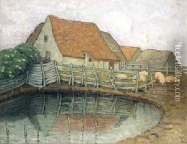 Hoeve (1914) Oil Painting - William Degouve de Nuncques