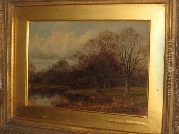 Purdiswell Pool, Near Worcester Oil Painting - Harry William Adams