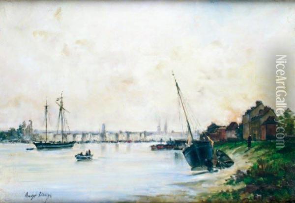 Vue Du Port De Rouen Oil Painting - Ernest Ange Duez