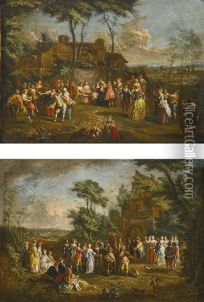 The Marriage Contract; The Village Bride Oil Painting - Jean-Antoine Watteau