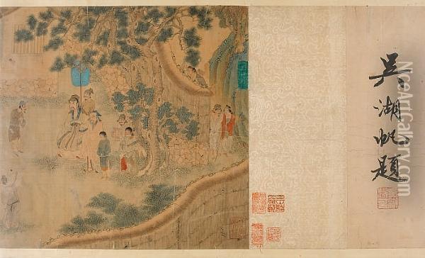 Both Late Qing Dynasty Oil Painting - Qiu Ying