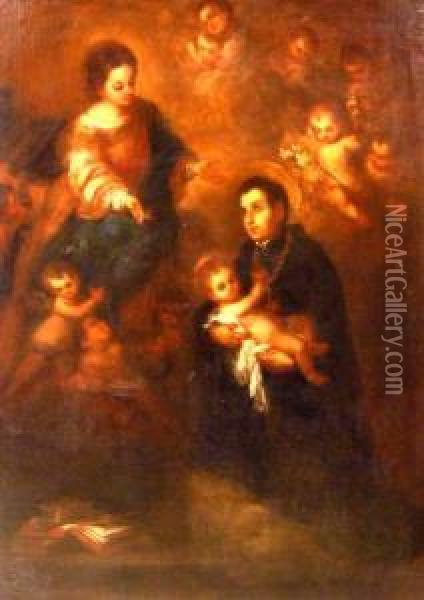 Presentacion Del Nino Jesus A La Virgen Maria Oil Painting - Jose Gutierrez de la Vega