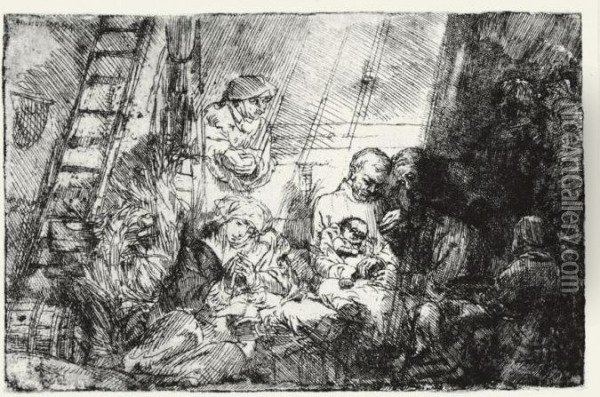 Circumcision In The Stable Oil Painting - Rembrandt Van Rijn