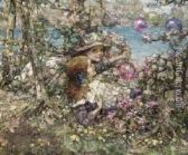 Balloons In The Woods Oil Painting - Edward Atkinson Hornel
