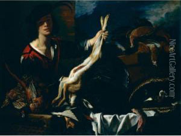 Natura Morta Con Cacciagione E Giovane Paggio Oil Painting - (Jacopo Chimenti) Empoli