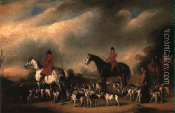 A Meet Of The York And Ainsty With George Lloyd And W. Naylor, Huntsman Oil Painting - John Ferneley Jr.