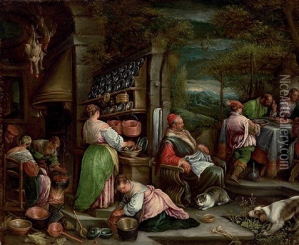The Supper At Emmaus Oil Painting - Jacopo dal Ponte Bassano