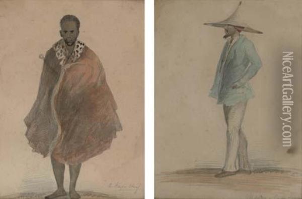 Four Sketches Of Cape Natives Oil Painting - George Duff