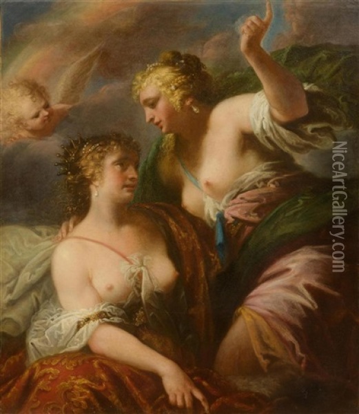 Mythological Scene, Possibly Diana And Juno Oil Painting - Pietro (Libertino) Liberi