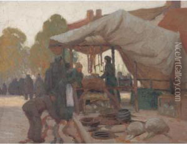 Market Place, France Oil Painting - Victor, William Higgins