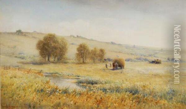 Harvest Signed Bottomleft Oil Painting - Harry E. James